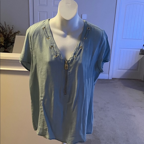 Michael Kors Light Blue Grommet Tee - Picture 1 of 5